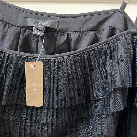 J. CREW Black Tulle & Velvet Ruffle Pleated Cami Blouse, size XL - Picture 3 of 4